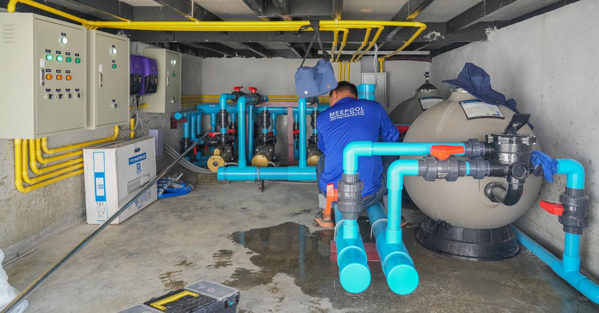 Install a hotel swimming pool system